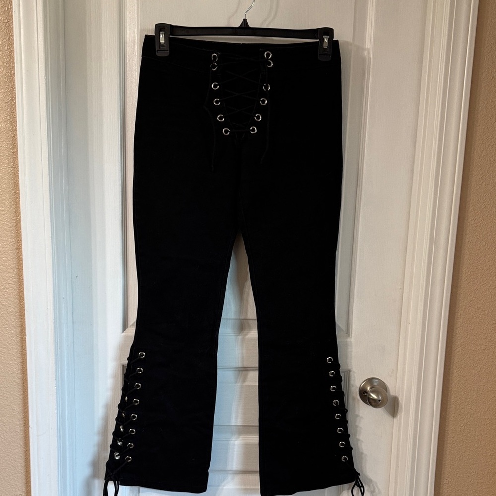 Lip Service Black Lace-Up Flare Pants